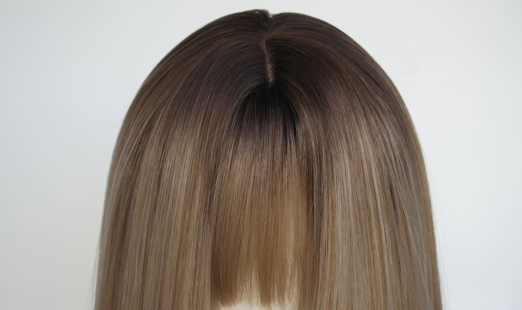 Brunette Ombre Short Bob Wig with Fringe | Hard Front 12"