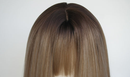 Brunette Ombre Short Bob Wig with Fringe | Hard Front 12"