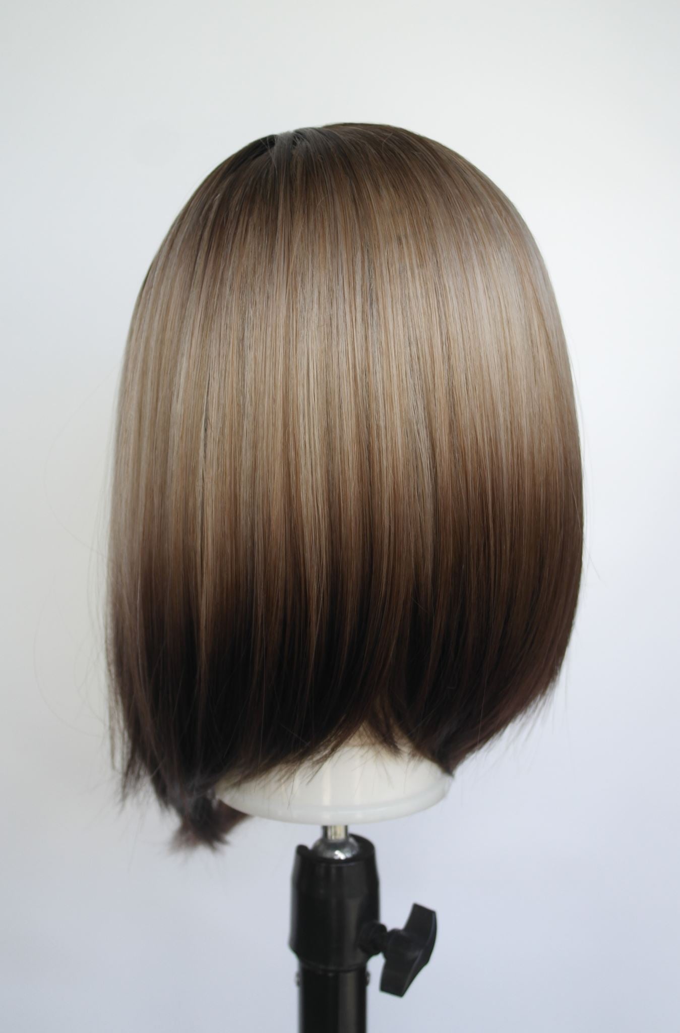 Brunette Ombre Short Bob Wig with Fringe | Hard Front 12"