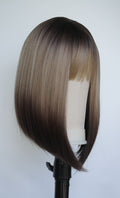 Brunette Ombre Short Bob Wig with Fringe | Hard Front 12"