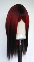Red Black Ombre Fringed Wig